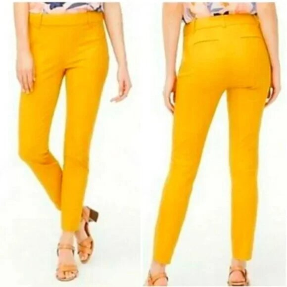 J. Crew Mustard Golden Yellow Straw Winnie Skinny Pants - Picture 1 of 6